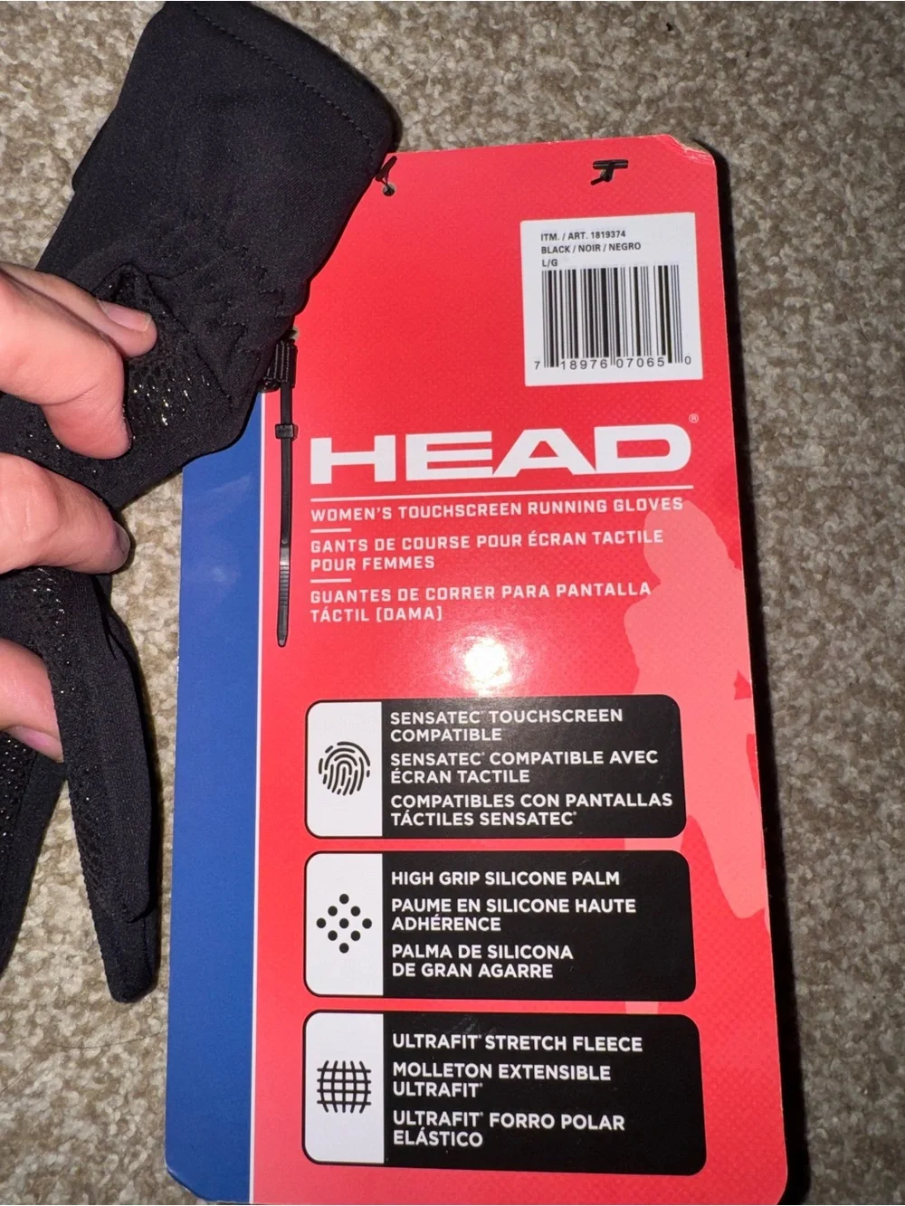 HEAD Black Touchscreen Running Gloves